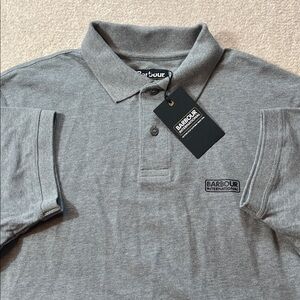 Barbour International Mens Grey Short Sleeve Polo Shirt Size L Motorcycle Cloth
